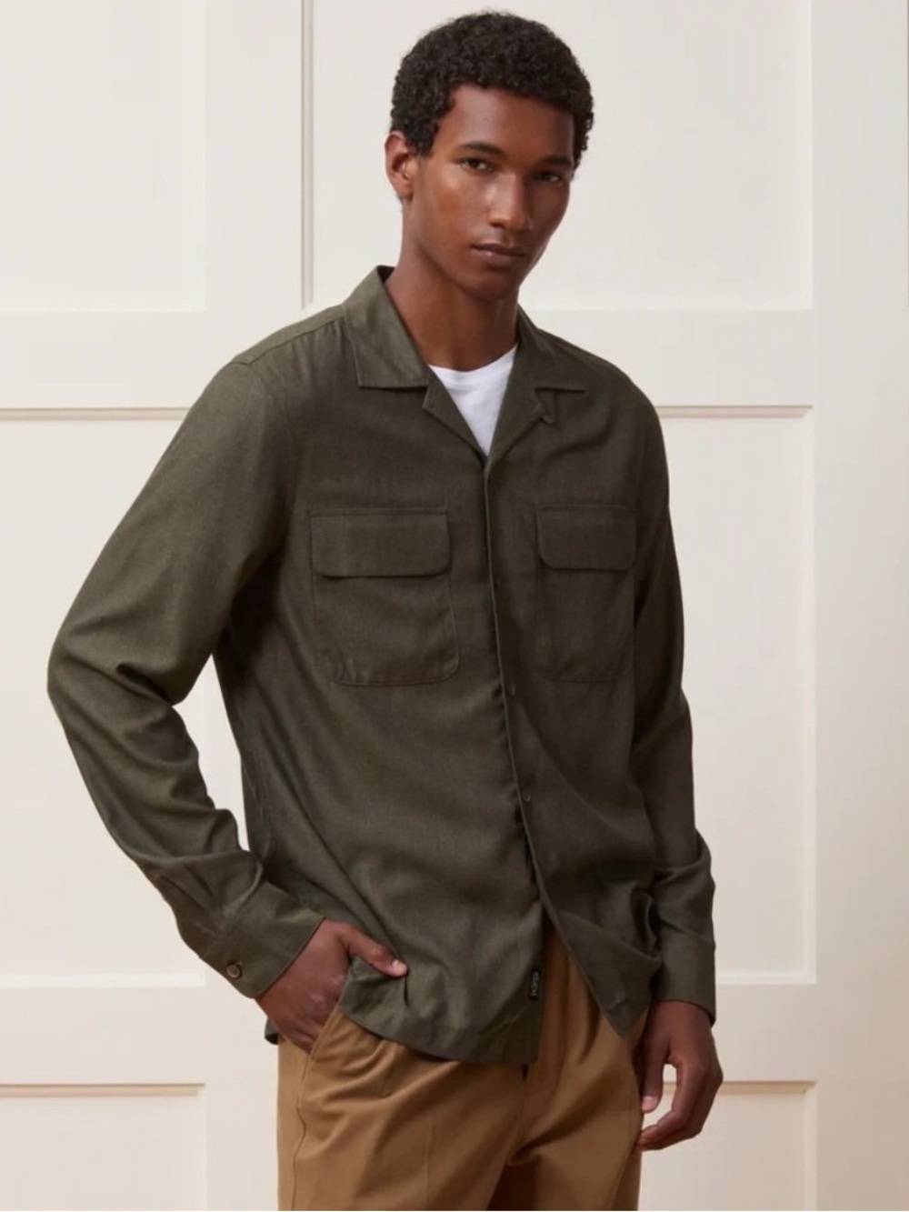 Todd Snyder Rayon Field Shirt in Dark Olive